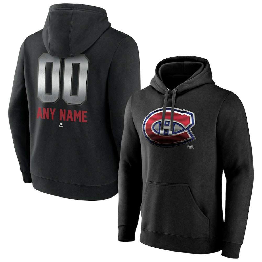 Montreal Canadiens Personalized Midnight Mascot Logo Pullover Hoodie - Black - NHL