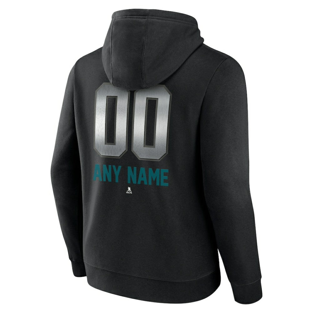 San Jose Sharks Personalized Midnight Mascot Logo Pullover Hoodie - Black - NHL
