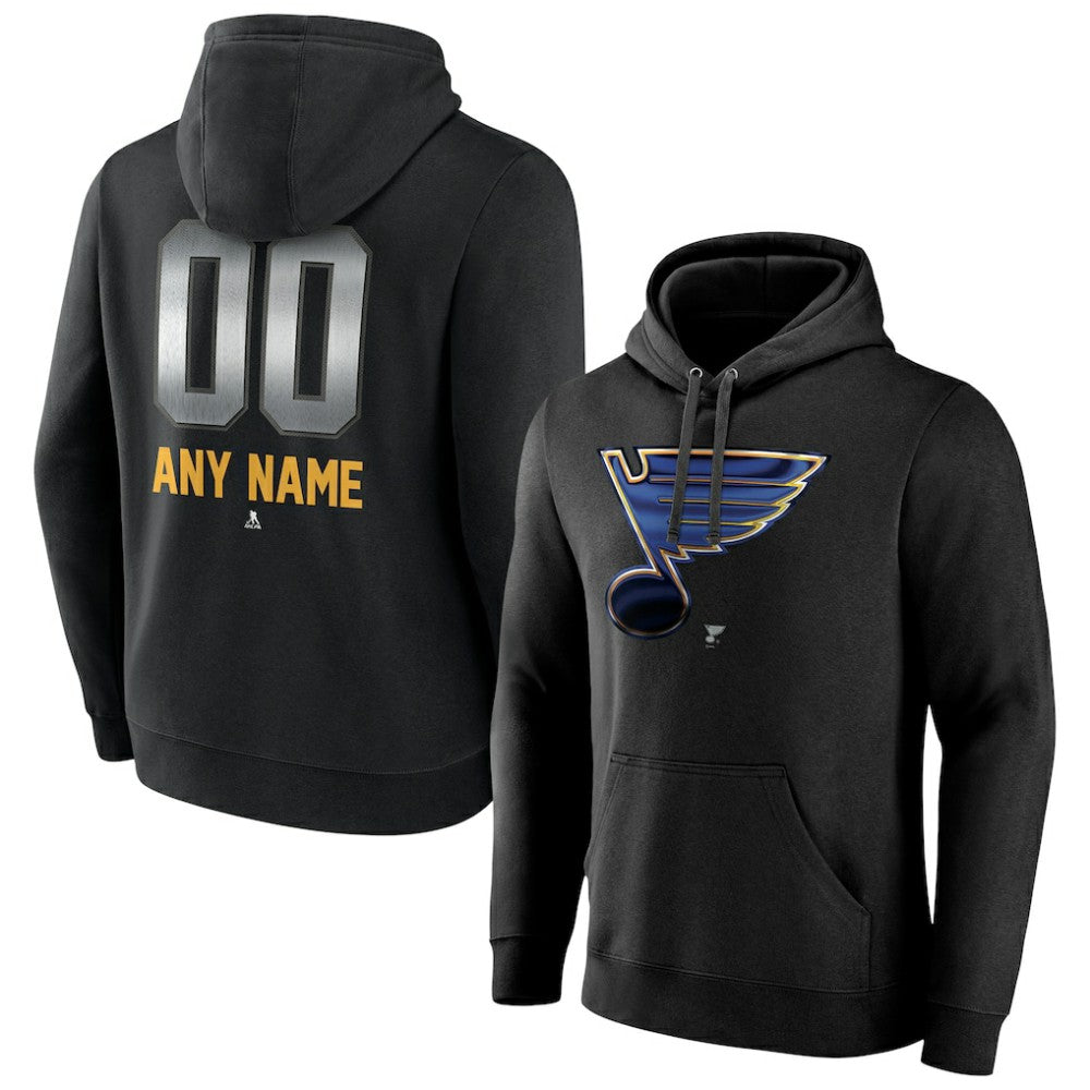 St. Louis Blues Personalized Midnight Mascot Logo Pullover Hoodie - Black - NHL