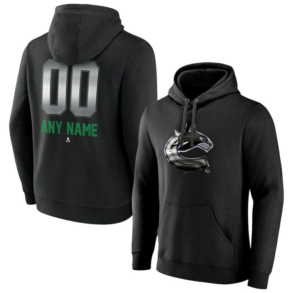 Vancouver Canucks Personalized Midnight Mascot Logo Pullover Hoodie - Black - NHL