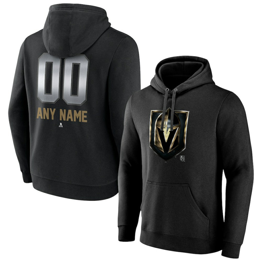 Vegas Golden Knights Personalized Midnight Mascot Logo Pullover Hoodie - Black - NHL