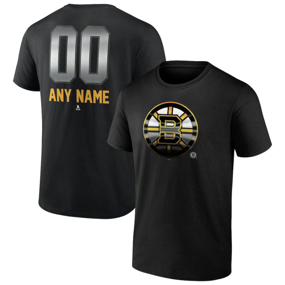 Boston Bruins Personalized Midnight Mascot Logo T-Shirt - Black - NHL