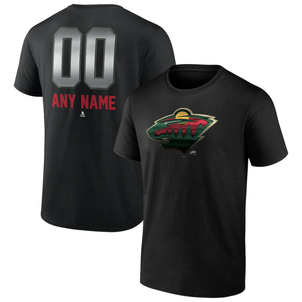 Minnesota Wild Personalized Midnight Mascot Logo T-Shirt - Black - NHL