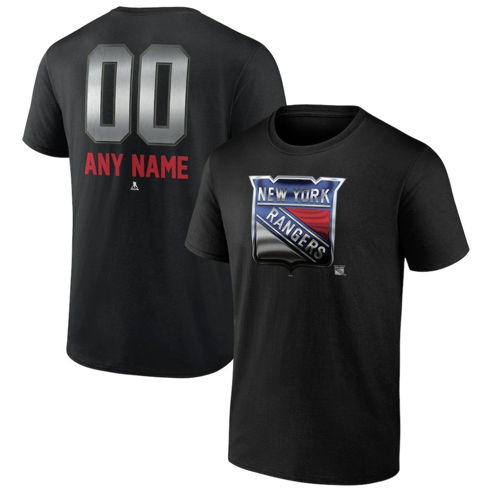 New York Rangers Personalized Midnight Mascot Logo T-Shirt - Black - NHL