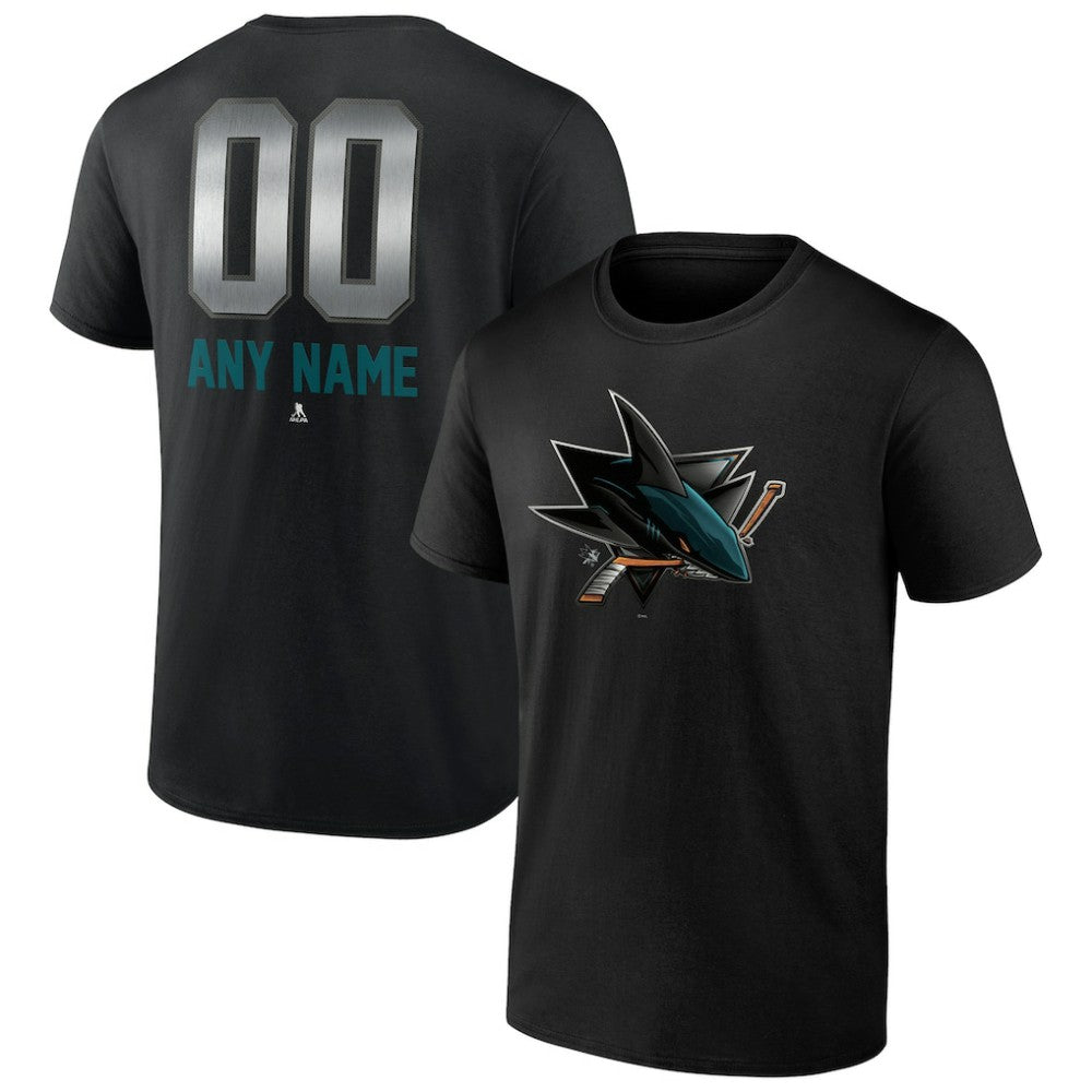 San Jose Sharks Personalized Midnight Mascot Logo T-Shirt - Black - NHL