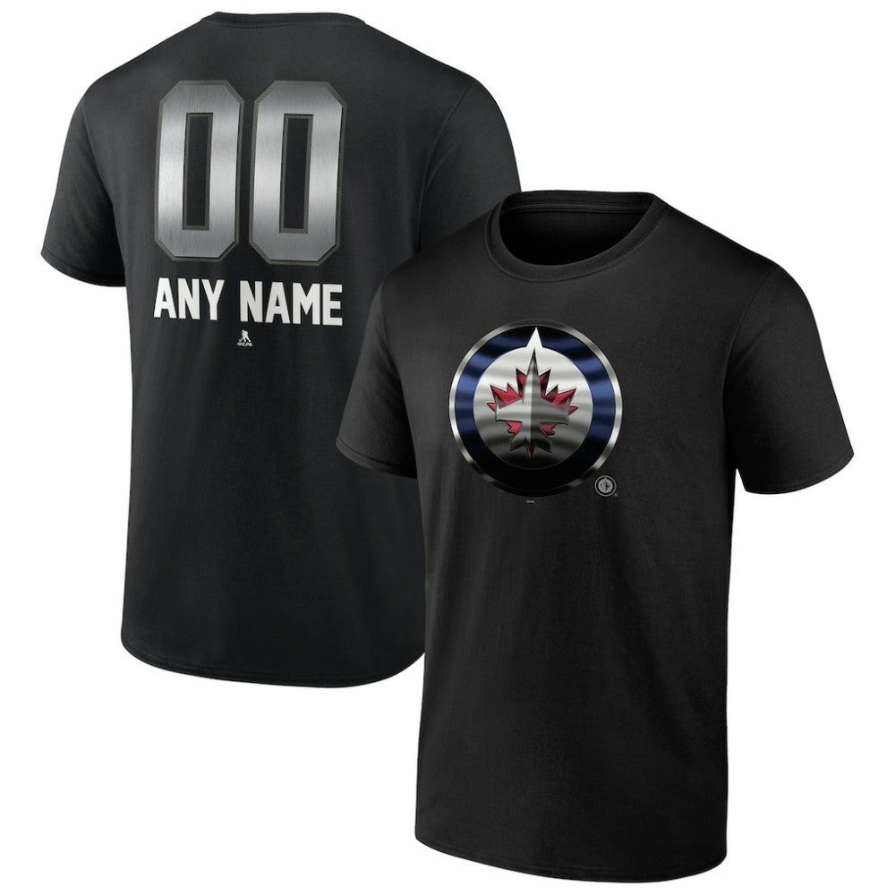 Winnipeg Jets Personalized Midnight Mascot Logo T-Shirt - Black - NHL