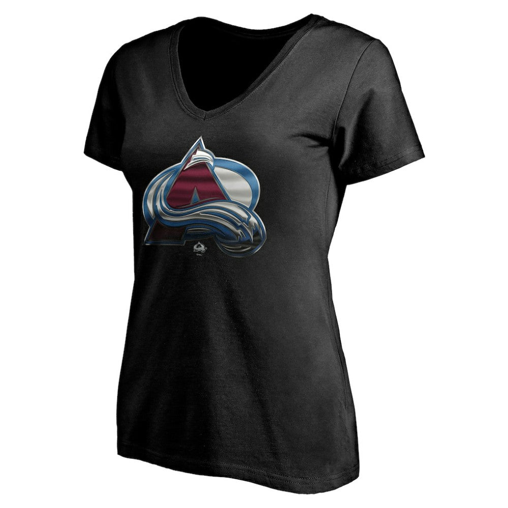 Colorado Avalanche Women's Personalized Midnight Mascot Logo V-Neck T-Shirt - Black - NHL