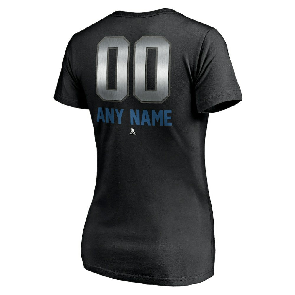 Colorado Avalanche Women's Personalized Midnight Mascot Logo V-Neck T-Shirt - Black - NHL