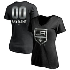 Los Angeles Kings Women's Personalized Midnight Mascot Logo V-Neck T-Shirt - Black - NHL