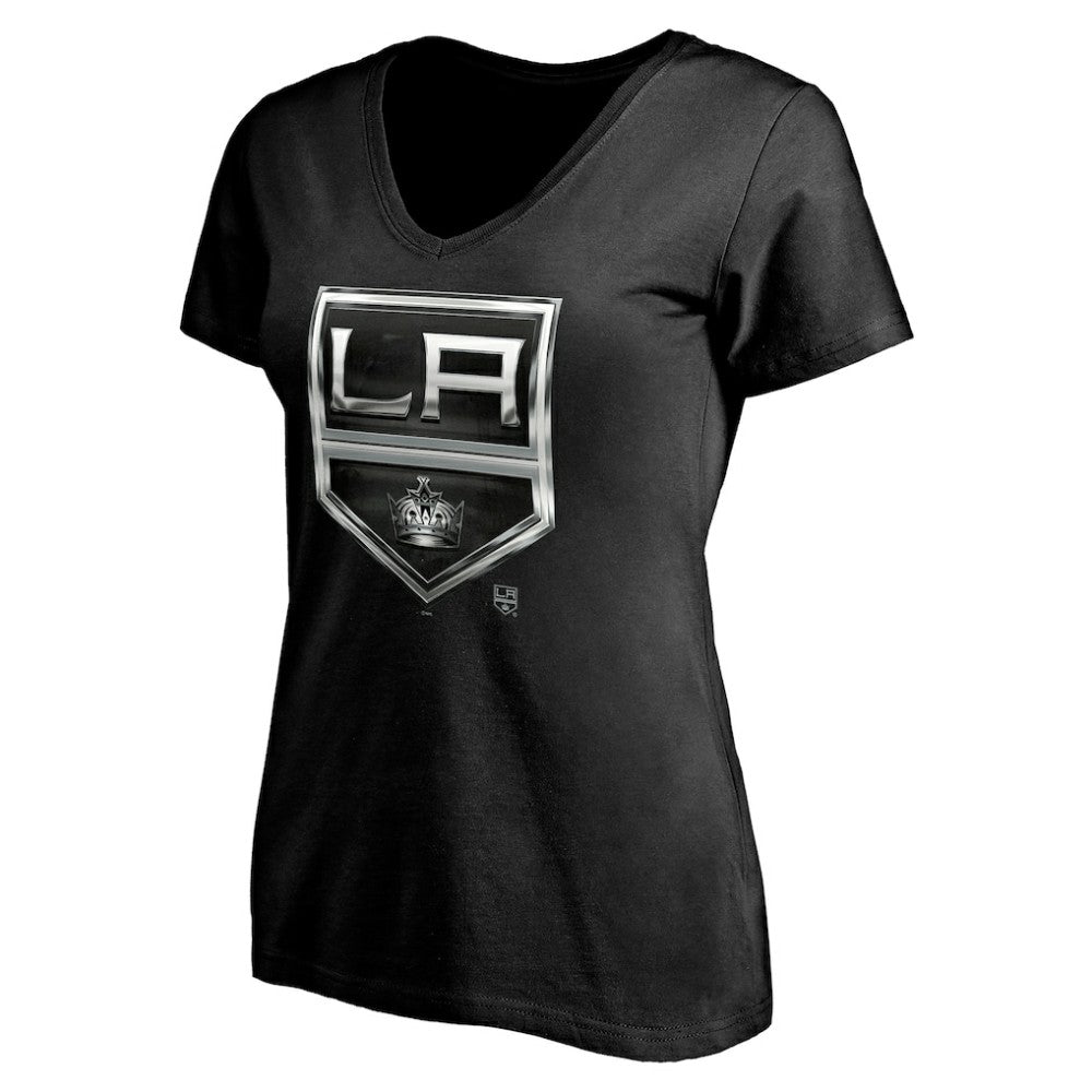 Los Angeles Kings Women's Personalized Midnight Mascot Logo V-Neck T-Shirt - Black - NHL