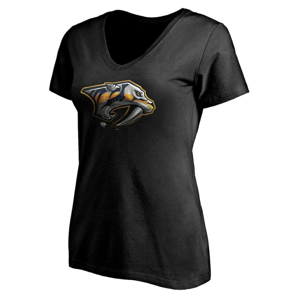 Nashville Predators Women's Personalized Midnight Mascot Logo V-Neck T-Shirt - Black - NHL