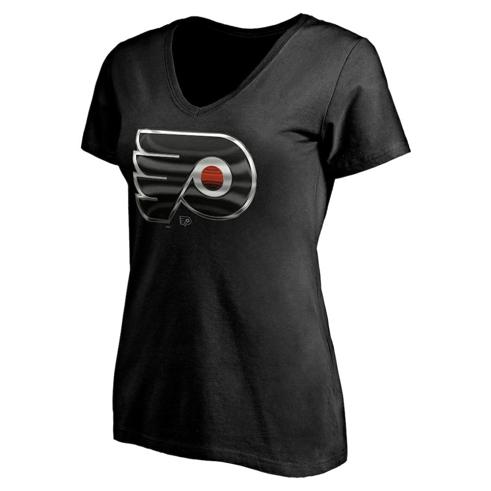 Philadelphia Flyers Women's Personalized Midnight Mascot Logo V-Neck T-Shirt - Black - NHL