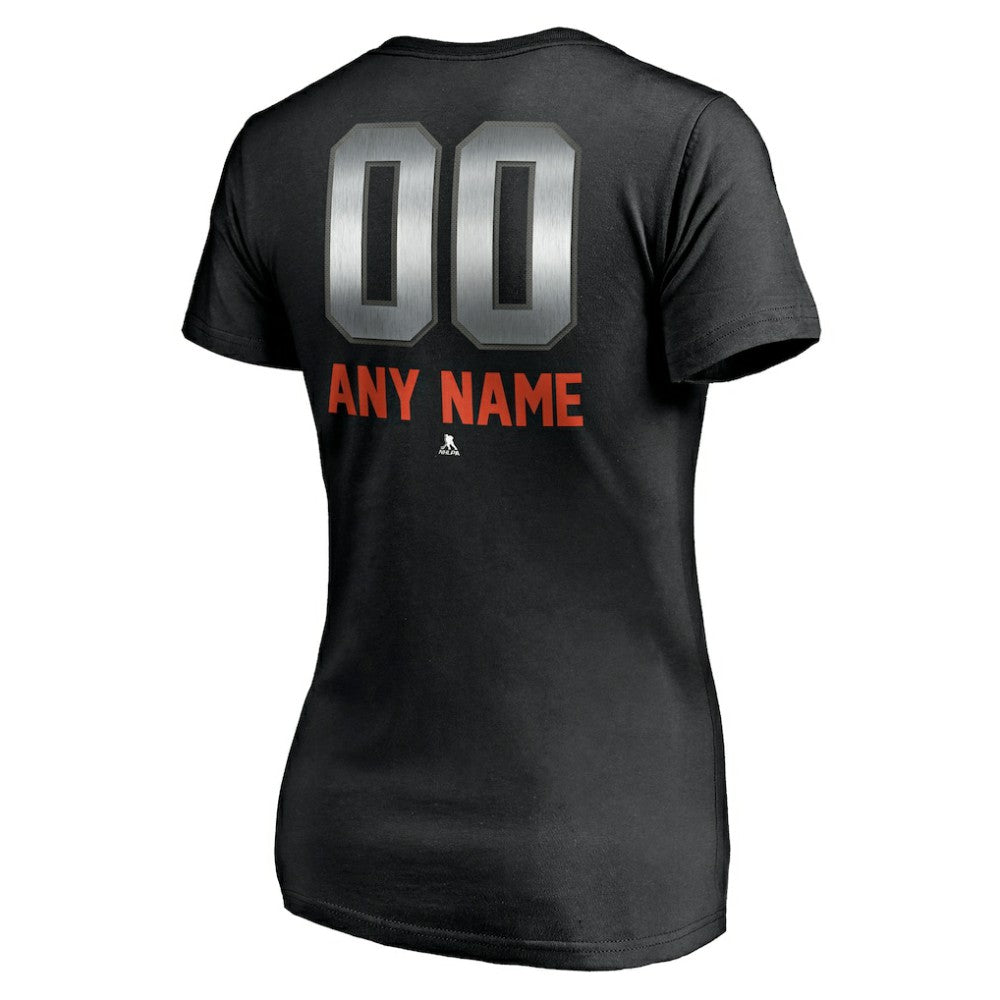 Philadelphia Flyers Women's Personalized Midnight Mascot Logo V-Neck T-Shirt - Black - NHL