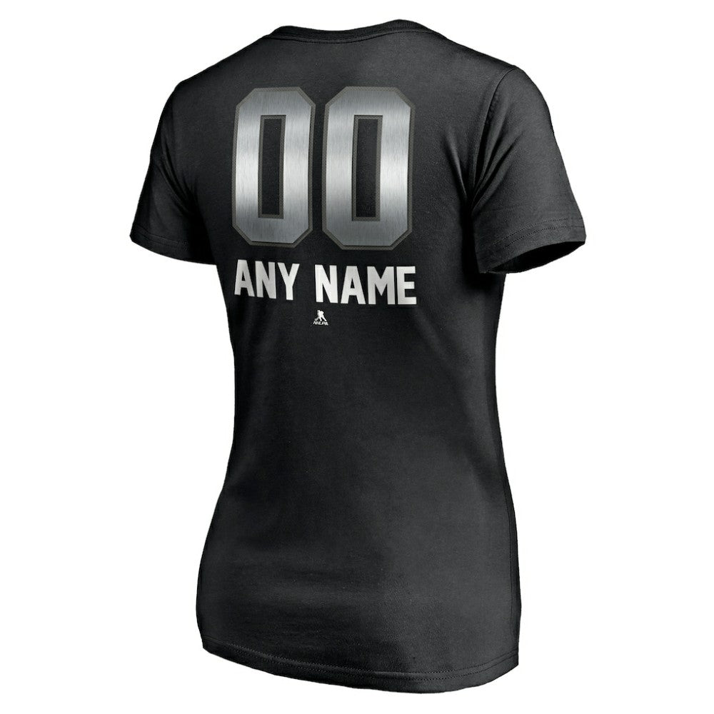 Tampa Bay Lightning Women's Personalized Midnight Mascot Logo V-Neck T-Shirt - Black - NHL