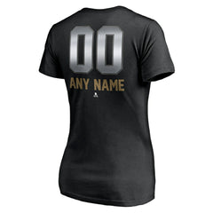 Vegas Golden Knights Women's Personalized Midnight Mascot Logo V-Neck T-Shirt - Black - NHL