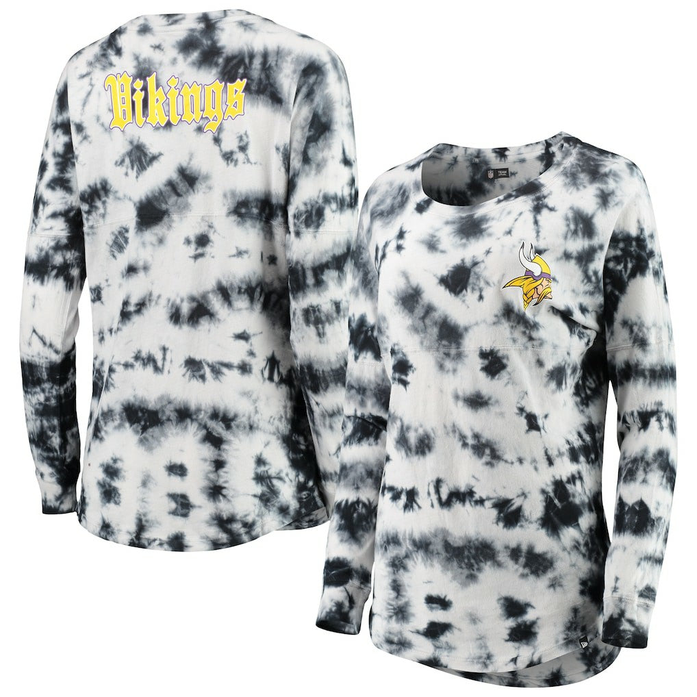Minnesota Vikings New Era Women's Tie-Dye Long Sleeve T-Shirt Black | NFL