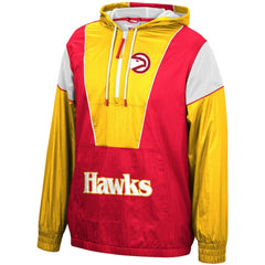 Atlanta Hawks Hardwood Classics Highlight Reel Windbreaker Half-Zip Hoodie Jacket Red/Yellow - NBA