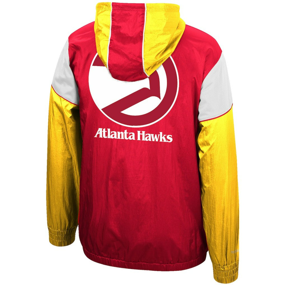 Atlanta Hawks Hardwood Classics Highlight Reel Windbreaker Half-Zip Hoodie Jacket Red/Yellow - NBA