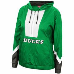 Milwaukee Bucks Women's Half-Zip Windbreaker 2.0 Hoodie Green - NBA