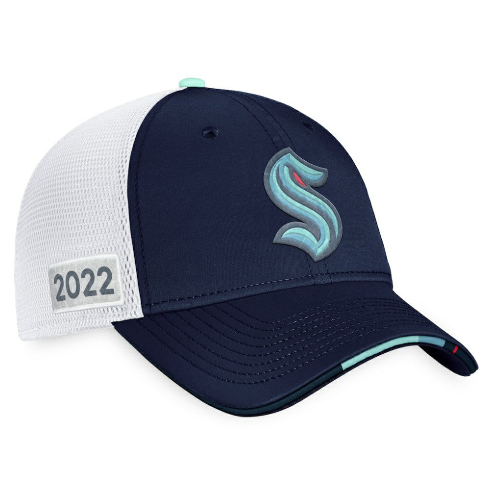 Seattle Kraken Fanatics 2022 NHL Draft Authentic Pro On Stage Trucker Adjustable Hat - Navy/White - NHL