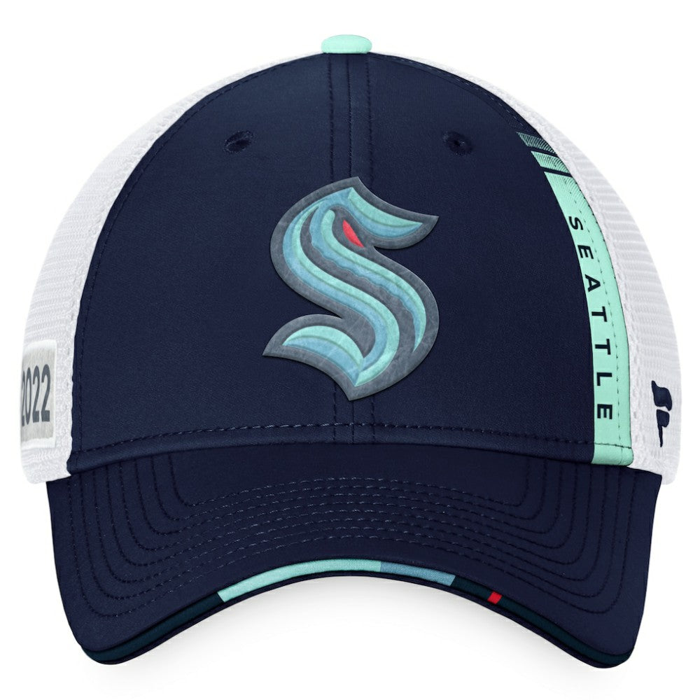 Seattle Kraken Fanatics 2022 NHL Draft Authentic Pro On Stage Trucker Adjustable Hat - Navy/White - NHL