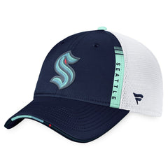 Seattle Kraken Fanatics 2022 NHL Draft Authentic Pro On Stage Trucker Adjustable Hat - Navy/White - NHL