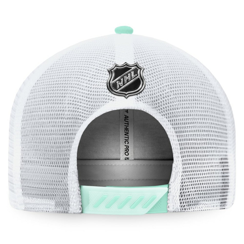 Seattle Kraken Fanatics 2022 NHL Draft Authentic Pro On Stage Trucker Adjustable Hat - Navy/White - NHL