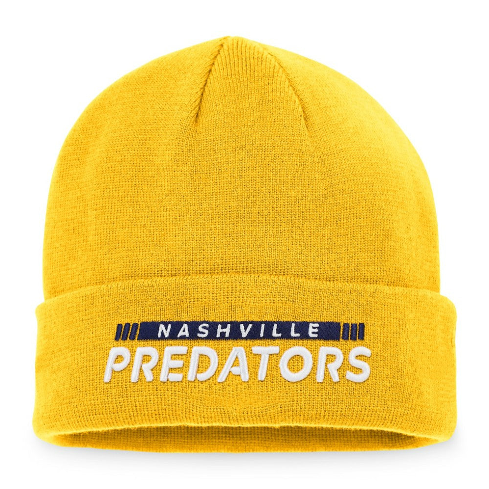 Nashville Predators Fanatics Authentic Pro Rink Cuffed Knit Hat - Gold - NHL