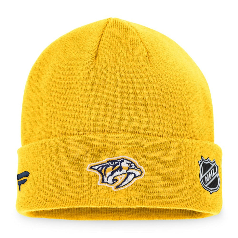 Nashville Predators Fanatics Authentic Pro Rink Cuffed Knit Hat - Gold - NHL
