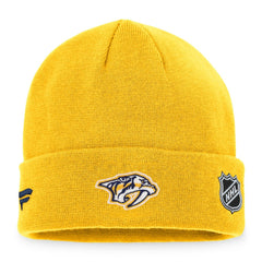 Nashville Predators Fanatics Authentic Pro Rink Cuffed Knit Hat - Gold - NHL