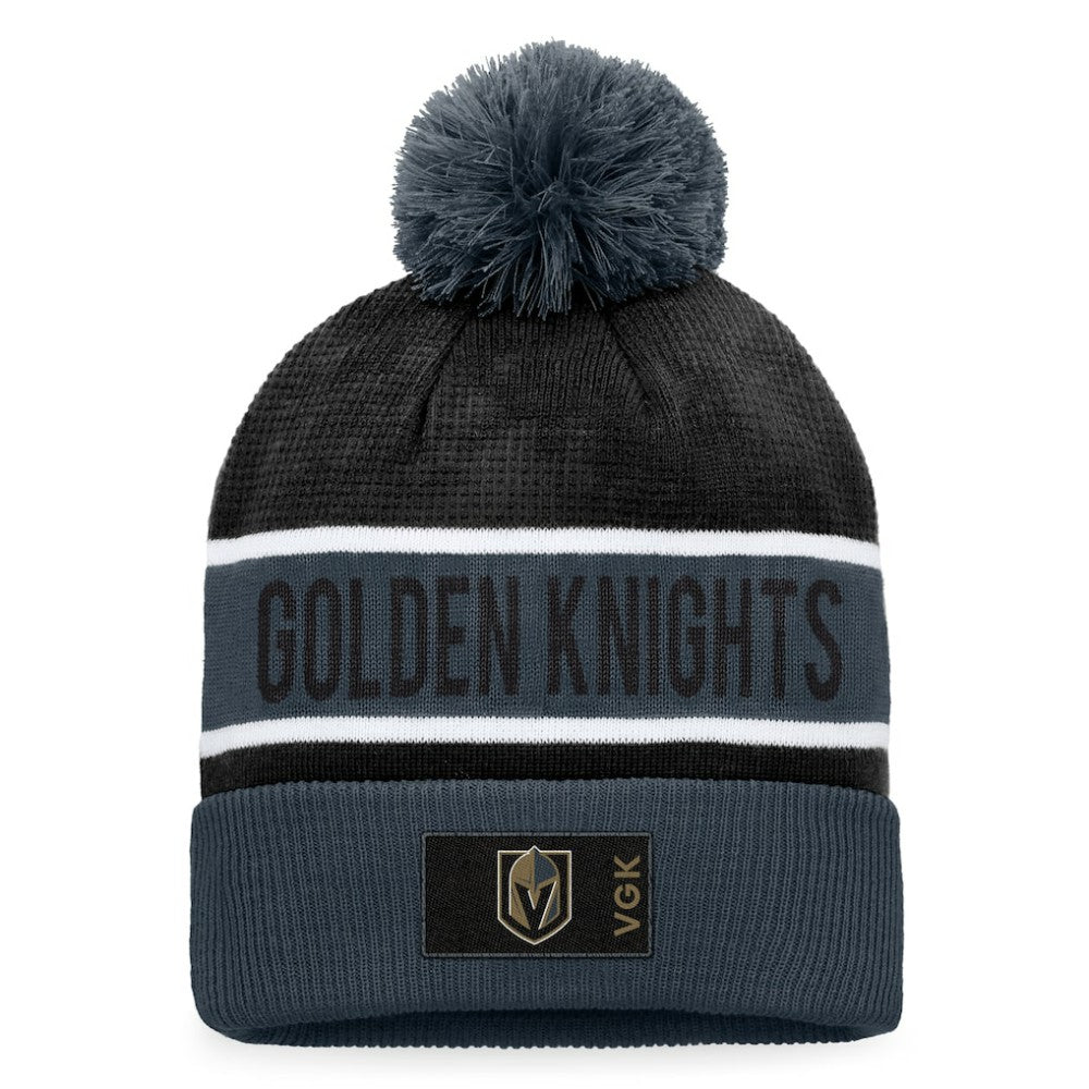 Vegas Golden Knights Fanatics Authentic Pro Rink Cuffed Knit Hat with Pom - Gray/Black - NHL