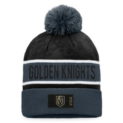 Vegas Golden Knights Fanatics Authentic Pro Rink Cuffed Knit Hat with Pom - Gray/Black - NHL