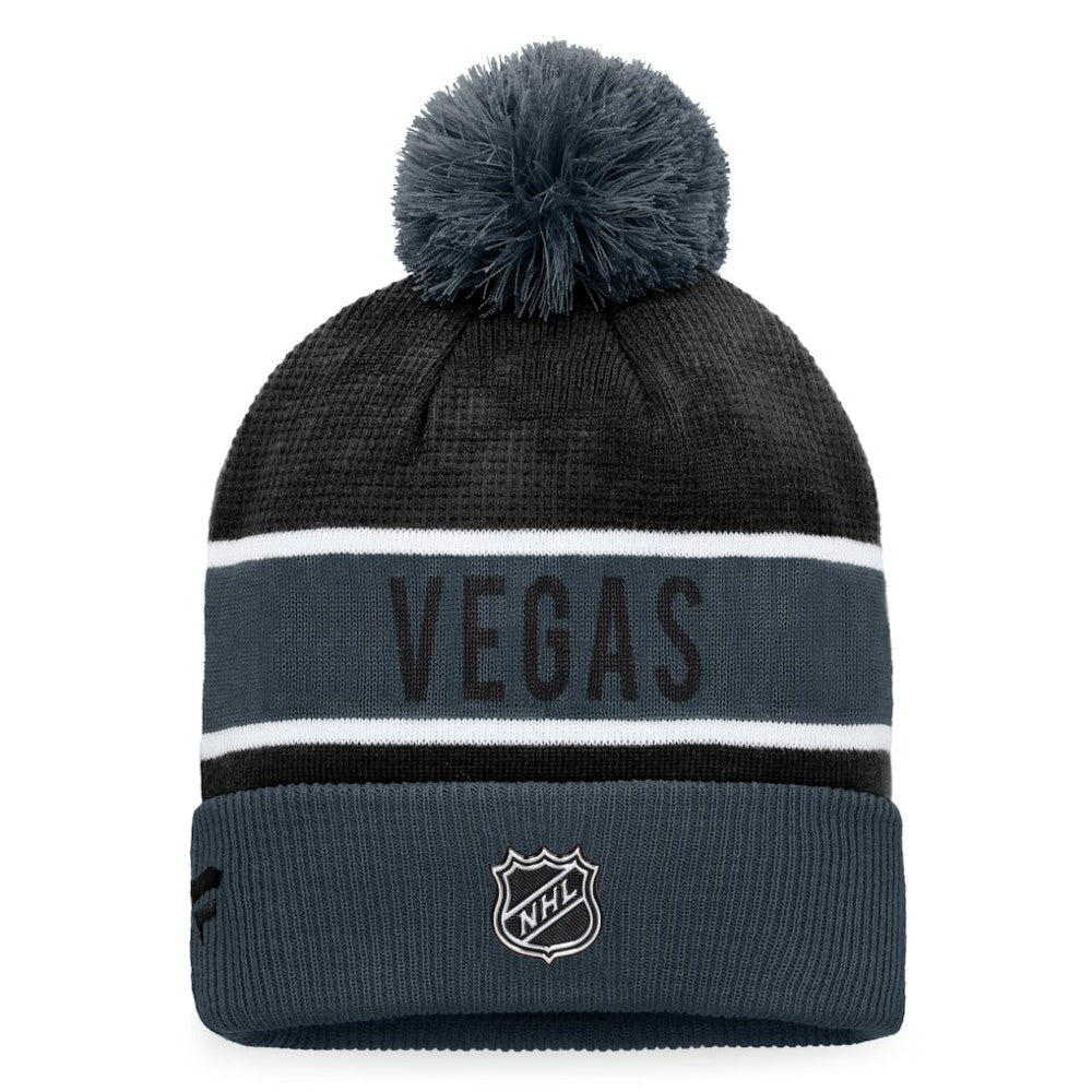 Vegas Golden Knights Fanatics Authentic Pro Rink Cuffed Knit Hat with Pom - Gray/Black - NHL