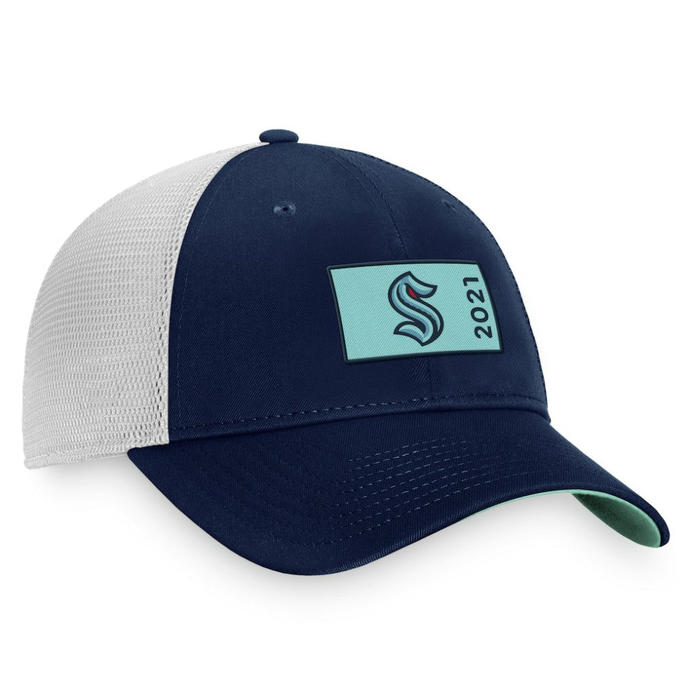 Seattle Kraken Fanatics Authentic Pro Rink Trucker Snapback Hat - Deep Sea Blue/White - NHL