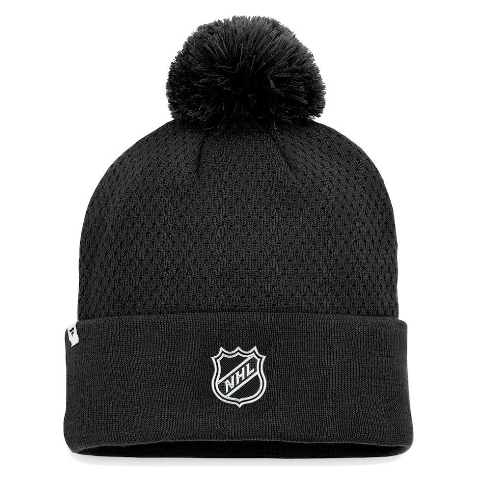 Chicago Blackhawks Fanatics Women's Authentic Pro Road Cuffed Knit Hat with Pom - Black - NHL