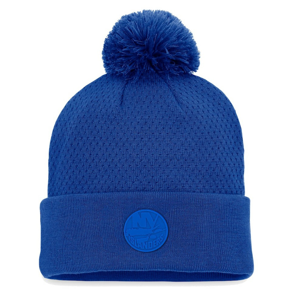 New York Islanders Fanatics Women's Authentic Pro Road Cuffed Knit Hat with Pom - Royal - NHL