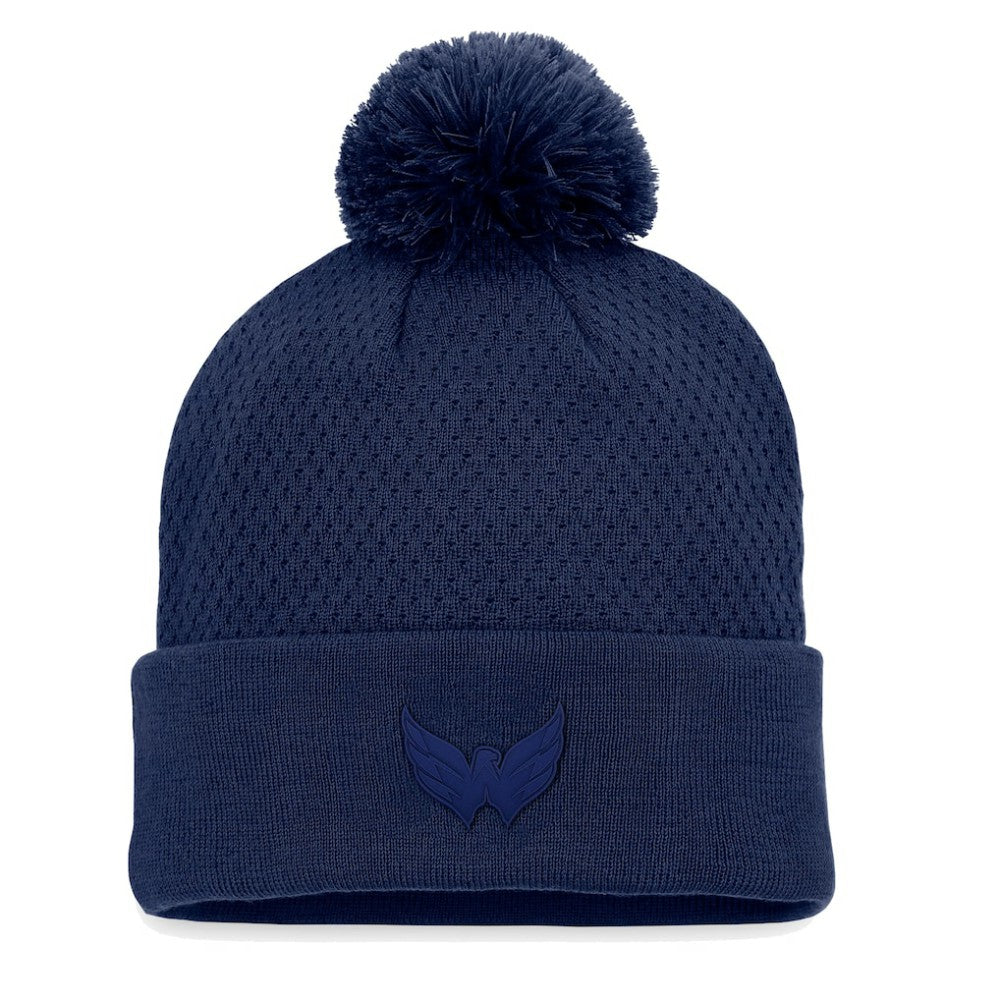 Washington Capitals Fanatics Women's Authentic Pro Road Cuffed Knit Hat with Pom - Navy - NHL