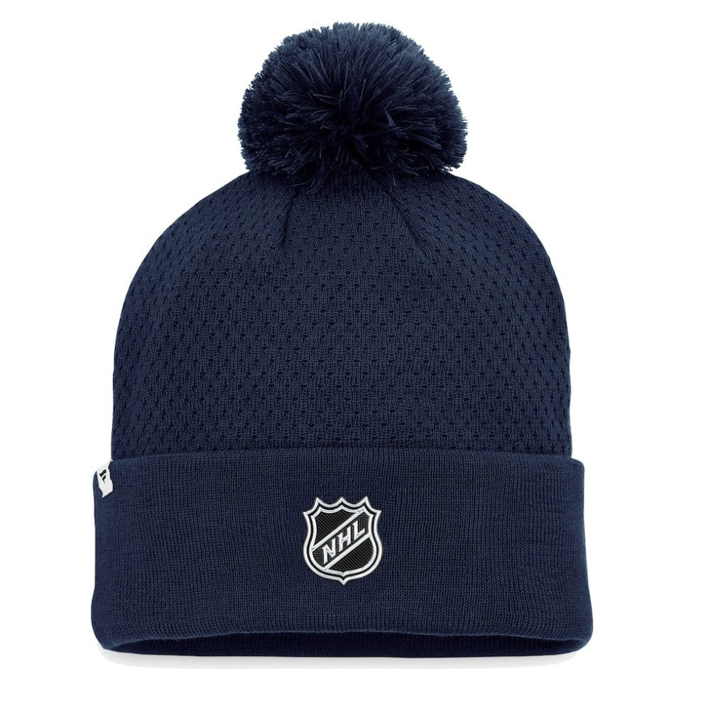 Nashville Predators Fanatics Women's Authentic Pro Road Cuffed Knit Hat with Pom - Navy - NHL