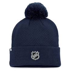 Nashville Predators Fanatics Women's Authentic Pro Road Cuffed Knit Hat with Pom - Navy - NHL