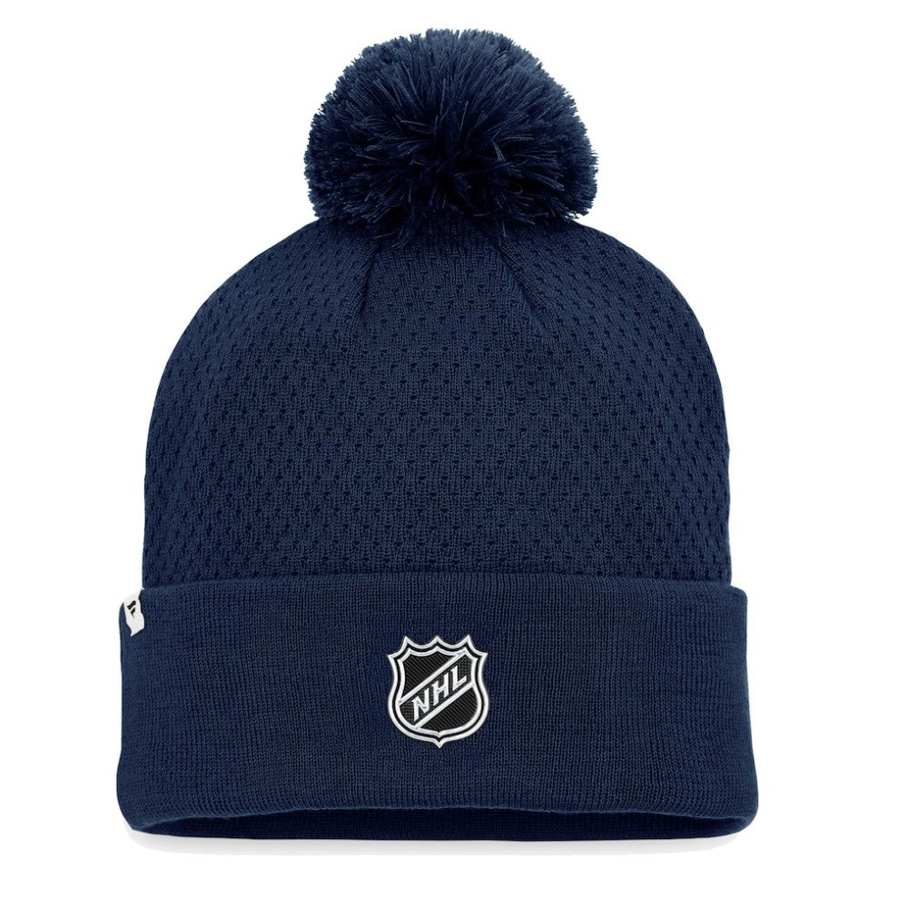 Seattle Kraken Fanatics Women's Authentic Pro Road Cuffed Knit Hat with Pom - Deep Sea Blue - NHL