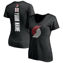 Portland Trail Blazers Women's Personalized Playmaker Team V-Neck T-Shirt Black - NBA