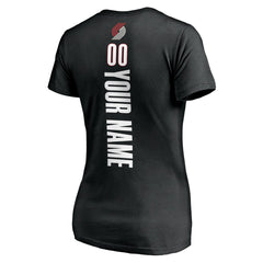 Portland Trail Blazers Women's Personalized Playmaker Team V-Neck T-Shirt Black - NBA