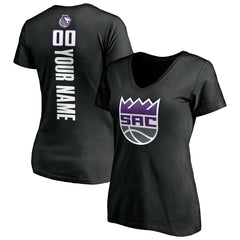 Sacramento Kings Women's Personalized Playmaker Team V-Neck T-Shirt Black - NBA