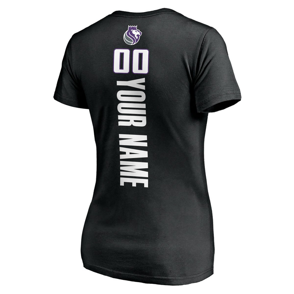 Sacramento Kings Women's Personalized Playmaker Team V-Neck T-Shirt Black - NBA