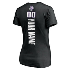 Sacramento Kings Women's Personalized Playmaker Team V-Neck T-Shirt Black - NBA