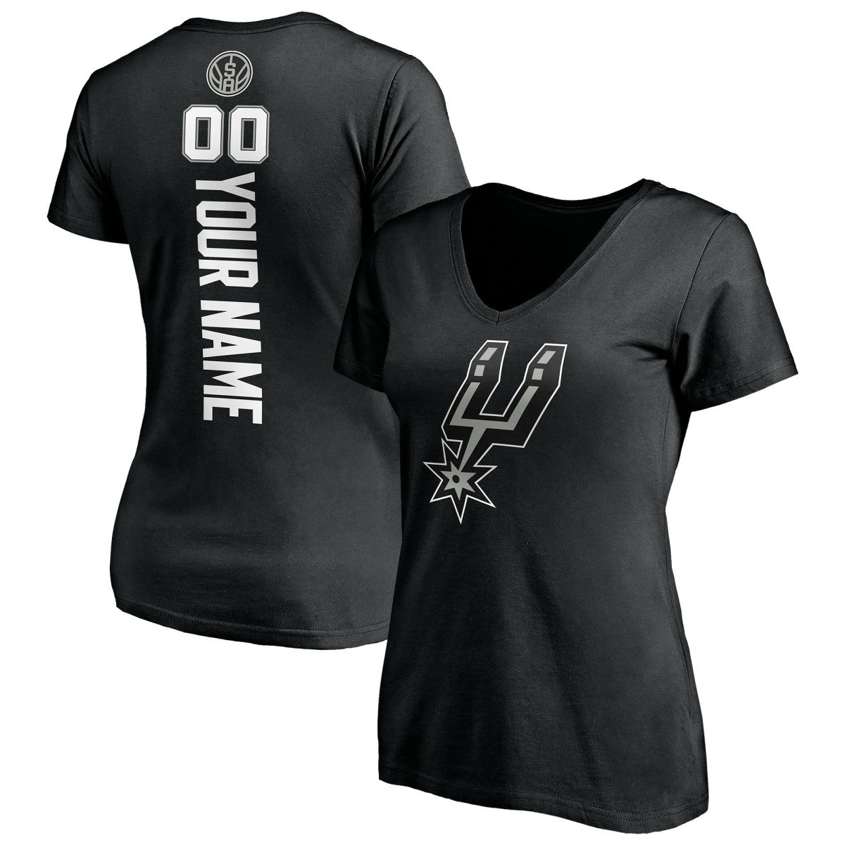 San Antonio Spurs Women's Personalized Playmaker Team V-Neck T-Shirt Black - NBA
