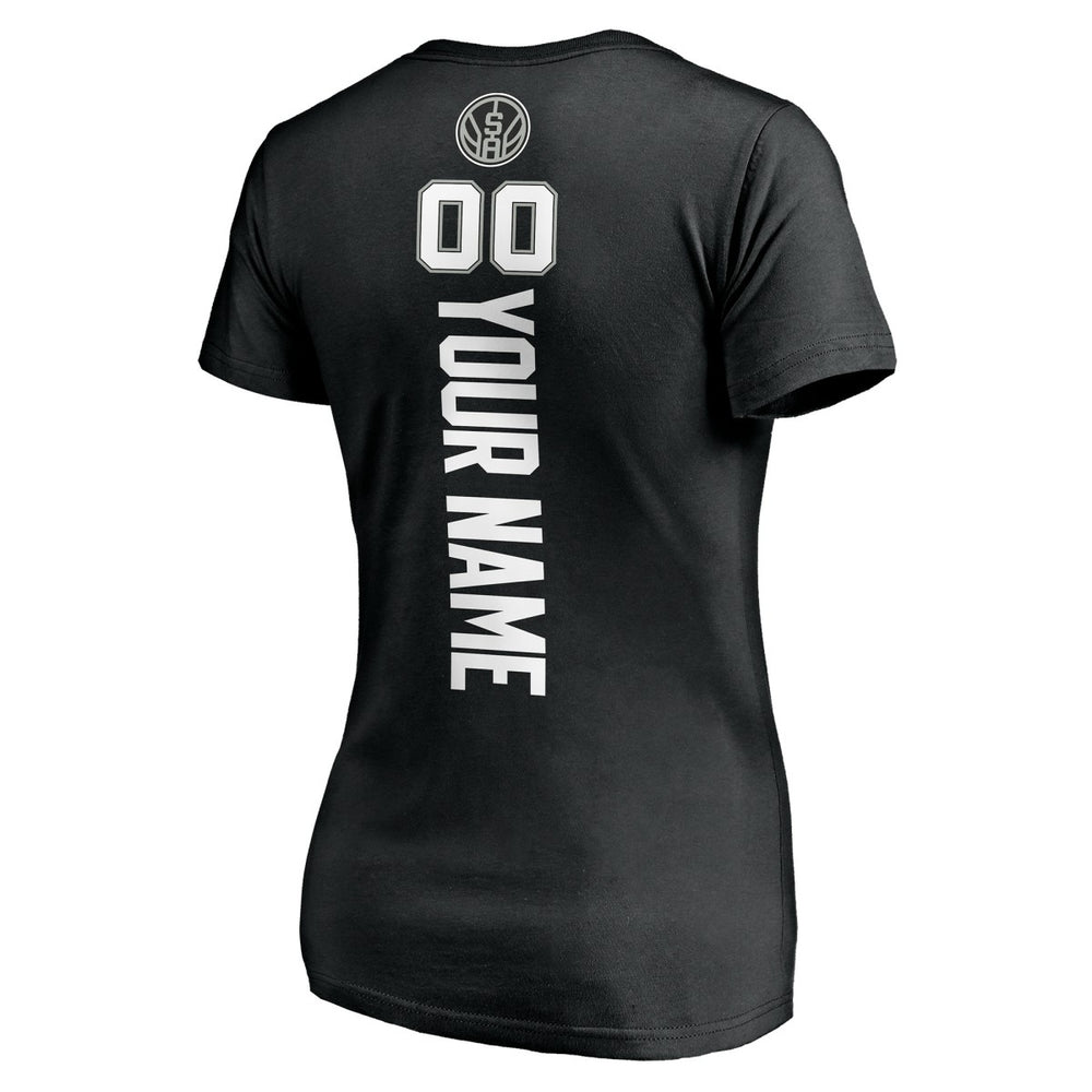 San Antonio Spurs Women's Personalized Playmaker Team V-Neck T-Shirt Black - NBA