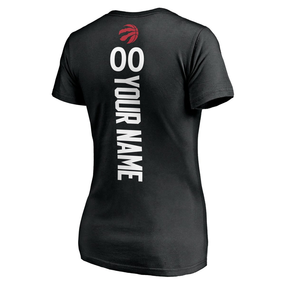Toronto Raptors Women's Personalized Playmaker Team V-Neck T-Shirt Black - NBA