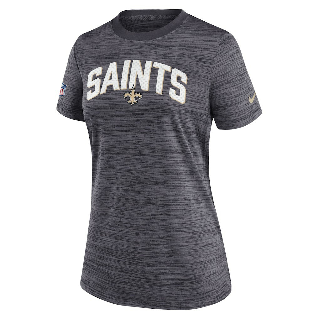 New Orleans Saints Women's Sideline Velocity Lockup Performance T-Shirt Black | Nike for Sale