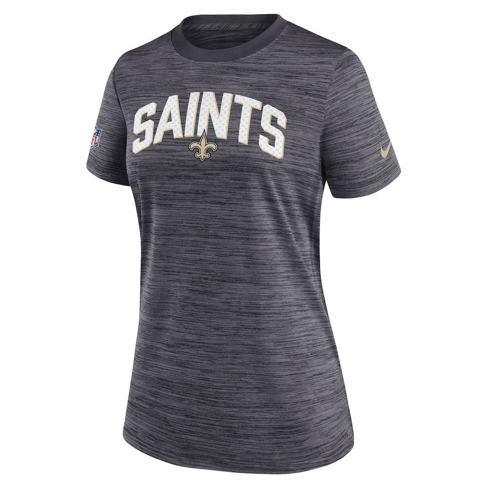 New Orleans Saints Women's Sideline Velocity Lockup Performance T-Shirt Black | Nike for Sale